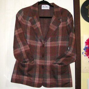 MAUVE AND BROWN VINTAGE PLAID BLAZER M